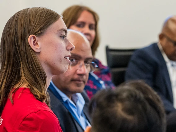 closeup of people in conference room
