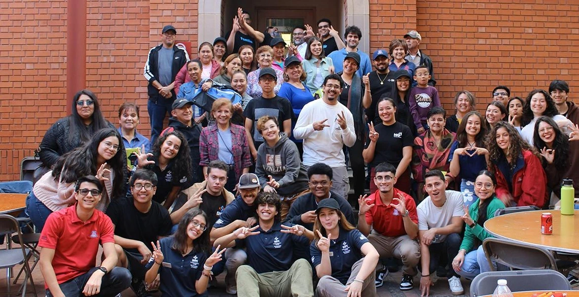 group of students people in courtyard