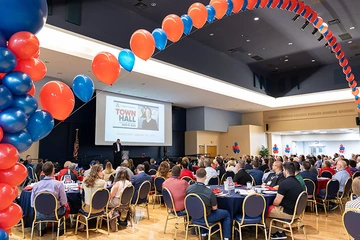 Univ of AZ grand ballroom, decorated with balloons