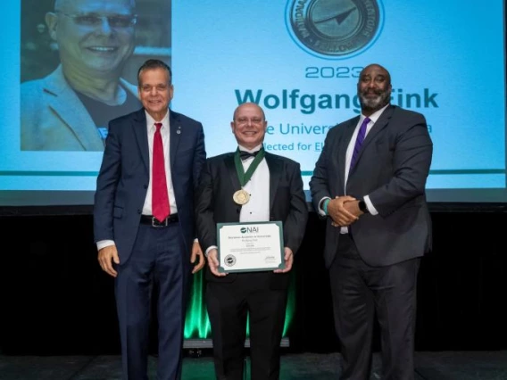 Wolfgang Fink, associate professor of electrical and computer engineering, at the NAI induction ceremony.