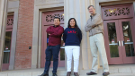 Doctoral students Ivan Kawaminami and Arminda Estrada appear with SIE adjunct lecturer Bill Hayes, who teaches a class that connects graduate and undergraduate students to INSuRE
