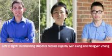 Outstanding students Nicolas Fajardo, Min Liang and Nengyun Zhang