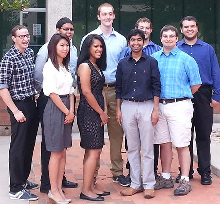 Undergraduate students from across the United States take a break from participating in this summer's REU CAT vehicle research program.